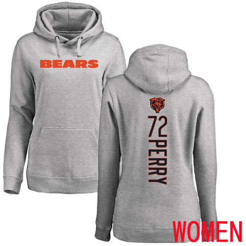 Chicago Bears Ash Women William Perry Backer NFL Football #72 Pullover Hoodie Sweatshirts->women nfl jersey->Women Jersey